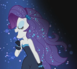 Size: 804x720 | Tagged: safe, screencap, rarity, better together, equestria girls, the other side, bare shoulders, beautiful, clothes, cropped, eyes closed, female, gloves, singing, sleeveless, strapless