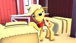 Size: 1024x576 | Tagged: safe, artist:forzaninetails, applejack, earth pony, pony, 3d, hatless, missing accessory, neckerchief, solo, source filmmaker