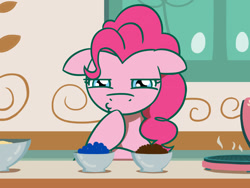 Size: 1280x960 | Tagged: safe, artist:flutterluv, pinkie pie, earth pony, pony, atg 2016, choice, kitchen, newbie artist training grounds, pondering, solo, thinking, waffle iron