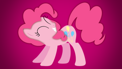 Size: 1366x768 | Tagged: dead source, safe, artist:4ourletters, derpibooru import, pinkie pie, earth pony, pony, lineless, pink background, simple background, smiling, solo, wallpaper
