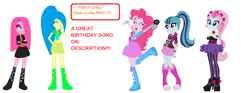 Size: 1644x609 | Tagged: safe, artist:antieyankie, pinkie pie, sonata dusk, violet blurr, oc, equestria girls