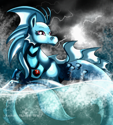 Size: 680x748 | Tagged: safe, artist:lunar-white-wolf, sonata dusk, siren, looking at you, smiling, solo, water