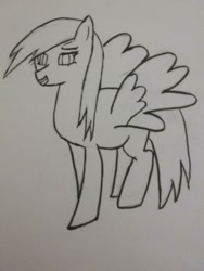 Size: 960x1280 | Tagged: safe, alternate version, artist:etymologically correct filly, derpibooru exclusive, rainbow dash, pegasus, pony, faic, monochrome, smug, smugdash, solo, traditional art