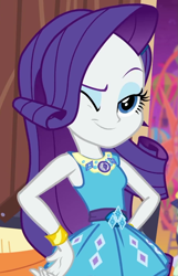 Size: 693x1078 | Tagged: safe, screencap, rarity, better together, equestria girls, rollercoaster of friendship, cropped, cute, geode of shielding, one eye closed, raribetes, solo, wink