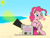 Size: 1280x960 | Tagged: safe, artist:flutterluv, pinkie pie, earth pony, pony, atg 2016, beach, machine, newbie artist training grounds, pun, solo, sun, visual pun, whistling