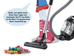Size: 1024x768 | Tagged: safe, derpibooru import, edit, rainbow dash, equestria girls, boots, clothes, downvote bait, fall formal outfits, hose, lego, legs, out of character, pictures of legs, shoes, skirt, speech bubble, talking to viewer, vacuum cleaner, vector, vector edit, why