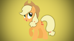 Size: 1366x768 | Tagged: safe, artist:4ourletters, derpibooru import, applejack, earth pony, pony, female, gradient background, lineless, mare, solo, wallpaper