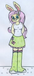 Size: 859x1927 | Tagged: safe, artist:jose-ramiro, fluttershy, anthro, rabbit, female, solo, species swap