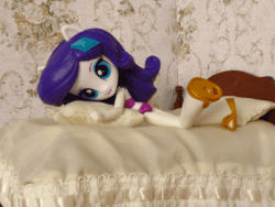 Size: 612x459 | Tagged: safe, artist:whatthehell!?, rarity, equestria girls, animated, bed, bedroom, clothes, doll, equestria girls minis, eqventures of the minis, pillow, sandals, stop motion, swimsuit, tantrum, toy