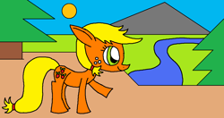 Size: 1205x635 | Tagged: safe, artist:killerbug2357, applejack, earth pony, pony, 1000 hours in ms paint, ms paint, solo