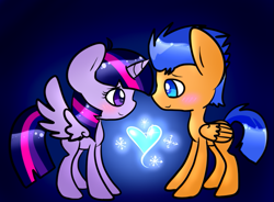 Size: 759x559 | Tagged: safe, artist:le-poofe, derpibooru import, flash sentry, twilight sparkle, twilight sparkle (alicorn), alicorn, pony, blushing, female, flashlight, male, mare, shipping, straight