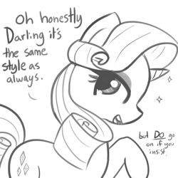 Size: 1280x1280 | Tagged: safe, artist:tjpones, rarity, pony, unicorn, darling, fabulous, female, lineart, looking at you, mare, solo, speech, talking