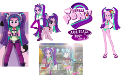 Size: 1671x1030 | Tagged: safe, artist:bluse, artist:kingdark0001, artist:mit-boy, artist:mixiepie, artist:the-butch-x, edit, aria blaze, sonata dusk, pony, equestria girls, best human, equestria girls ponified, logo, logo edit, ponified, show accurate, simple background, transparent background, vector