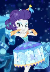 Size: 499x720 | Tagged: safe, screencap, rarity, better together, equestria girls, the other side, bare shoulders, bedroom eyes, carousel dress, clothes, cropped, dress, female, lidded eyes, solo