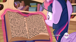 Size: 1920x1080 | Tagged: safe, derpibooru import, edit, edited screencap, screencap, twilight sparkle, twilight sparkle (alicorn), alicorn, pony, testing testing 1-2-3, book, female, mare, navy seal copypasta, vulgar