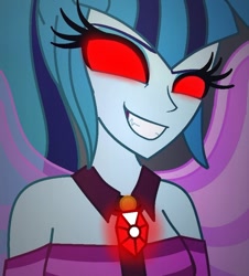 Size: 776x857 | Tagged: safe, artist:cbear624, sonata dusk, equestria girls, evil, glowing eyes, grin, red eyes, smiling, wings