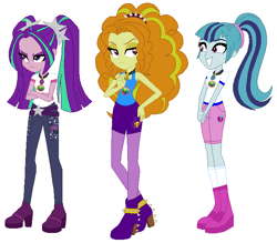 Size: 665x582 | Tagged: safe, artist:selenaede, artist:thatonecrazyartist18, adagio dazzle, aria blaze, sonata dusk, equestria girls, legend of everfree, camp everfree outfits, clothes, the dazzlings