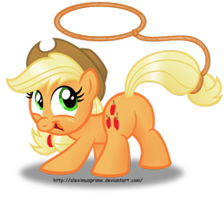 Size: 1024x904 | Tagged: safe, artist:aleximusprime, applejack, earth pony, pony, applebutt, plot, rope, simple background, solo, transparent background