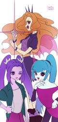 Size: 1020x2122 | Tagged: safe, artist:dusty-munji, adagio dazzle, aria blaze, sonata dusk, equestria girls, rainbow rocks, clothes, open mouth, simple background, smiling, the dazzlings, white background