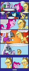 Size: 1037x2521 | Tagged: safe, artist:thex-plotion, applejack, coloratura, pinkie pie, earth pony, pony, the mane attraction, born this way, comic, countess coloratura, lady gaga, paparazzi, paparazzi (song), song reference