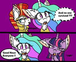 Size: 2492x2047 | Tagged: safe, artist:cuddlelamb, princess celestia, twilight sparkle, alicorn, pony, chest fluff, comic, ear fluff, futurama, royal guard