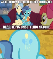 Size: 500x564 | Tagged: safe, screencap, apple bloom, petunia paleo, pinkie pie, earth pony, pony, the fault in our cutie marks, cutie mark, exploitable meme, meme, petunia paleo's unsettling cutie mark, xk-class end-of-the-world scenario