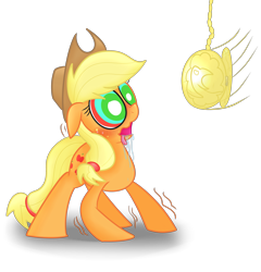 Size: 3850x4010 | Tagged: safe, artist:mr-degration, applejack, earth pony, pony, hypnosis, pendulum swing, simple background, solo, transparent background