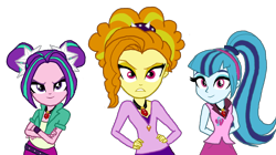 Size: 1920x1076 | Tagged: safe, artist:galacticpup, adagio dazzle, aria blaze, sonata dusk, equestria girls, alternate hairstyle, alternate universe, looking at you, simple background, the dazzlings, transparent background