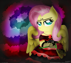 Size: 1800x1600 | Tagged: safe, artist:bvsquare, fluttershy, pegasus, pony, semi-anthro, clothes, dress, solo