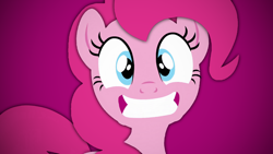 Size: 1366x768 | Tagged: safe, artist:4ourletters, derpibooru import, pinkie pie, earth pony, pony, faic, grin, lineless, smiling, solo, wallpaper