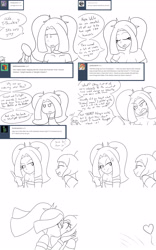 Size: 2000x3200 | Tagged: safe, artist:jake heritagu, aria blaze, maud pie, sonata dusk, siren, comic:aria's archives, equestria girls, arisona, blushing, clothes, comic, female, kissing, lesbian, rock, shipping