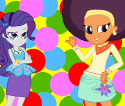 Size: 2577x2195 | Tagged: safe, artist:ktd1993, artist:ravenwolf-bases, rarity, saffron masala, better together, equestria girls, afro, alternate hairstyle, crossed arms, female, lesbian, raffron, shipping