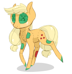 Size: 1280x1319 | Tagged: safe, artist:jellybeanbullet, applejack, earth pony, pony, button eyes, doll, patchwork, solo, toy