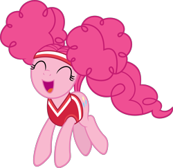 Size: 6000x5829 | Tagged: safe, artist:slb94, pinkie pie, earth pony, pony, buckball season, absurd resolution, alternate hairstyle, clothes, cute, diapinkes, excited, female, pinktails pie, pronking, simple background, solo, transparent background, vector