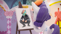 Size: 1920x1080 | Tagged: safe, derpibooru import, edit, edited screencap, screencap, rainbow dash, rarity, pegasus, pony, unicorn, my little pony: pony life, my little pony: stop motion short, rarity's paintful pony portrait, gopnik, meme, painting