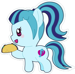 Size: 2000x1963 | Tagged: safe, artist:doctor-g, sonata dusk, earth pony, pony, chibi, cute, female, food, mare, simple background, solo, sonatabetes, sonataco, taco, transparent background