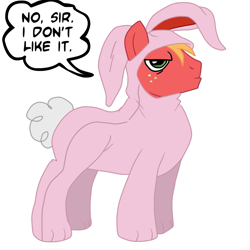 Size: 945x945 | Tagged: safe, artist:leth, artist:megasweet, artist:rustydooks, big macintosh, earth pony, pony, bunny costume, bunny pajamas, clothes, cute, macabetes, male, mr. horse, pink nightmare, ren and stimpy, solo, stallion