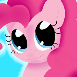 Size: 700x700 | Tagged: safe, artist:twistedtwisty, pinkie pie, earth pony, pony, female, mare, pink coat, pink mane, simple background, solo