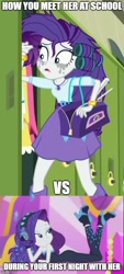 Size: 394x869 | Tagged: safe, edit, edited screencap, screencap, rarity, better together, eqg summertime shorts, equestria girls, monday blues, the other side, bare shoulders, beautiful, cropped, crying, geode of shielding, hair curlers, implied date, magical geodes, makeup, mascarity, running makeup, sleeveless, strapless