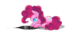 Size: 2592x1260 | Tagged: safe, artist:flamevulture17, pinkie pie, earth pony, pony, female, hole, mare, pink coat, pink mane, solo