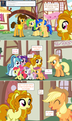 Size: 1280x2168 | Tagged: safe, artist:hakunohamikage, adagio dazzle, apple bloom, applejack, aria blaze, cheese sandwich, scootaloo, sonata dusk, sweetie belle, earth pony, pegasus, pony, unicorn, armor, ask-princesssparkle, comic, cutie mark crusaders, dusk guard, female, mare, ponified, the dazzlings