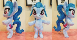 Size: 1024x541 | Tagged: safe, artist:plushypuppy, sonata dusk, earth pony, pony, anthro plushie, bipedal, disguise, disguised siren, equestria girls ponified, female, irl, mare, photo, plushie, ponified, solo, standing