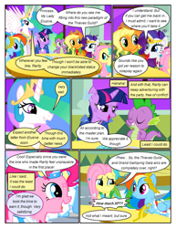 Size: 612x792 | Tagged: safe, artist:newbiespud, derpibooru import, edit, edited screencap, screencap, applejack, fluttershy, pinkie pie, princess celestia, rainbow dash, rarity, spike, twilight sparkle, alicorn, dragon, earth pony, pegasus, pony, unicorn, comic:friendship is dragons, the best night ever, big crown thingy, comic, dialogue, ethereal mane, eyes closed, female, grin, hat, injured, jewelry, laurel wreath, male, mane seven, mane six, mare, messy mane, peytral, regalia, screencap comic, slit eyes, smiling