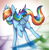 Size: 1757x1778 | Tagged: safe, artist:frostii-dragons, derpibooru import, rainbow dash, pegasus, pony, grin, hair over one eye, signature, smiling, smirk, solo