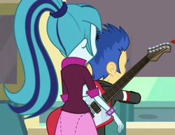 Size: 873x674 | Tagged: safe, screencap, flash sentry, sonata dusk, equestria girls, female, guitar, male