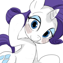 Size: 1000x1000 | Tagged: safe, artist:baigak, rarity, pony, unicorn, blushing, female, looking at you, mare, solo