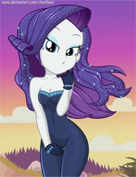Size: 489x637 | Tagged: safe, artist:charliexe, rarity, better together, equestria girls, the other side, bare shoulders, beautiful, beautisexy, bedroom eyes, blowing a kiss, breasts, cleavage, clothes, fabulous, female, gloves, lidded eyes, looking at you, misleading thumbnail, sexy, sleeveless, solo, strapless, stupid sexy rarity, underass, unitard