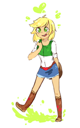 Size: 672x1079 | Tagged: safe, artist:feferugee, applejack, equestria girls, cute, female, heart, jackabetes, no pupils, solo