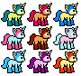 Size: 90x84 | Tagged: safe, adagio dazzle, aria blaze, gallus, ocellus, sandbar, silverstream, smolder, sonata dusk, yona, idea, megapony, megapony ii, pixel art, simple background, transparent background