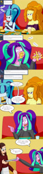 Size: 1000x4000 | Tagged: safe, artist:jake heritagu, adagio dazzle, aria blaze, sonata dusk, comic:aria's archives, series:sciset diary, equestria girls, :3, alcohol, beer, burger, clothes, comic, food, french fries, hamburger, hoodie, meat, soda